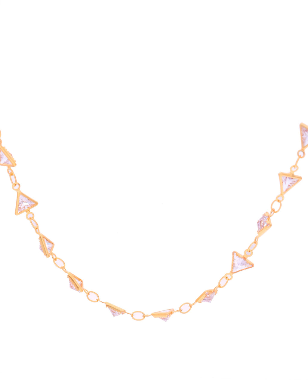 VOJ Women Gold-Polished Triangular Stone Studded Chain