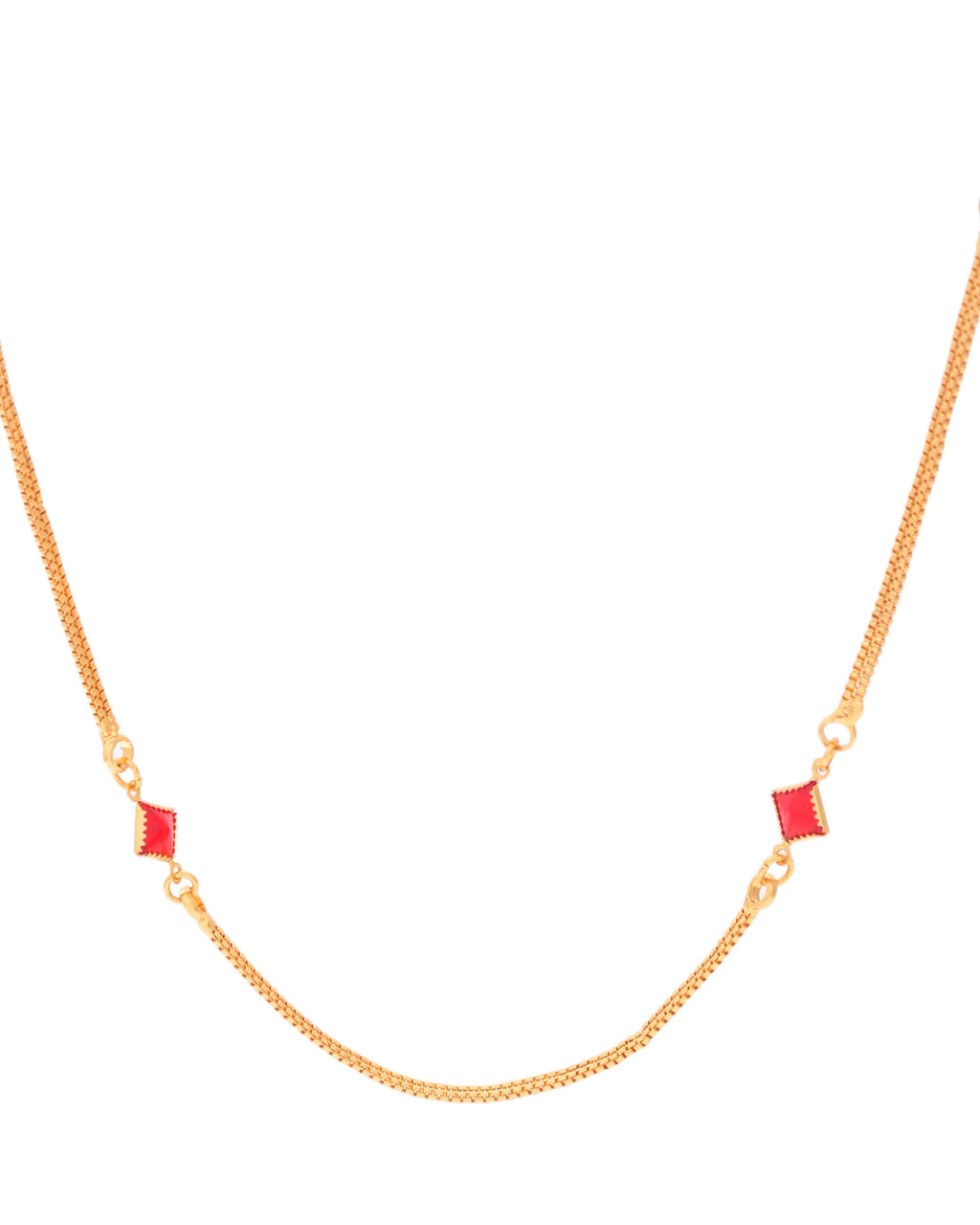 VOJ Gold-Polished Square Shapped Stainless Steel Chain For Women