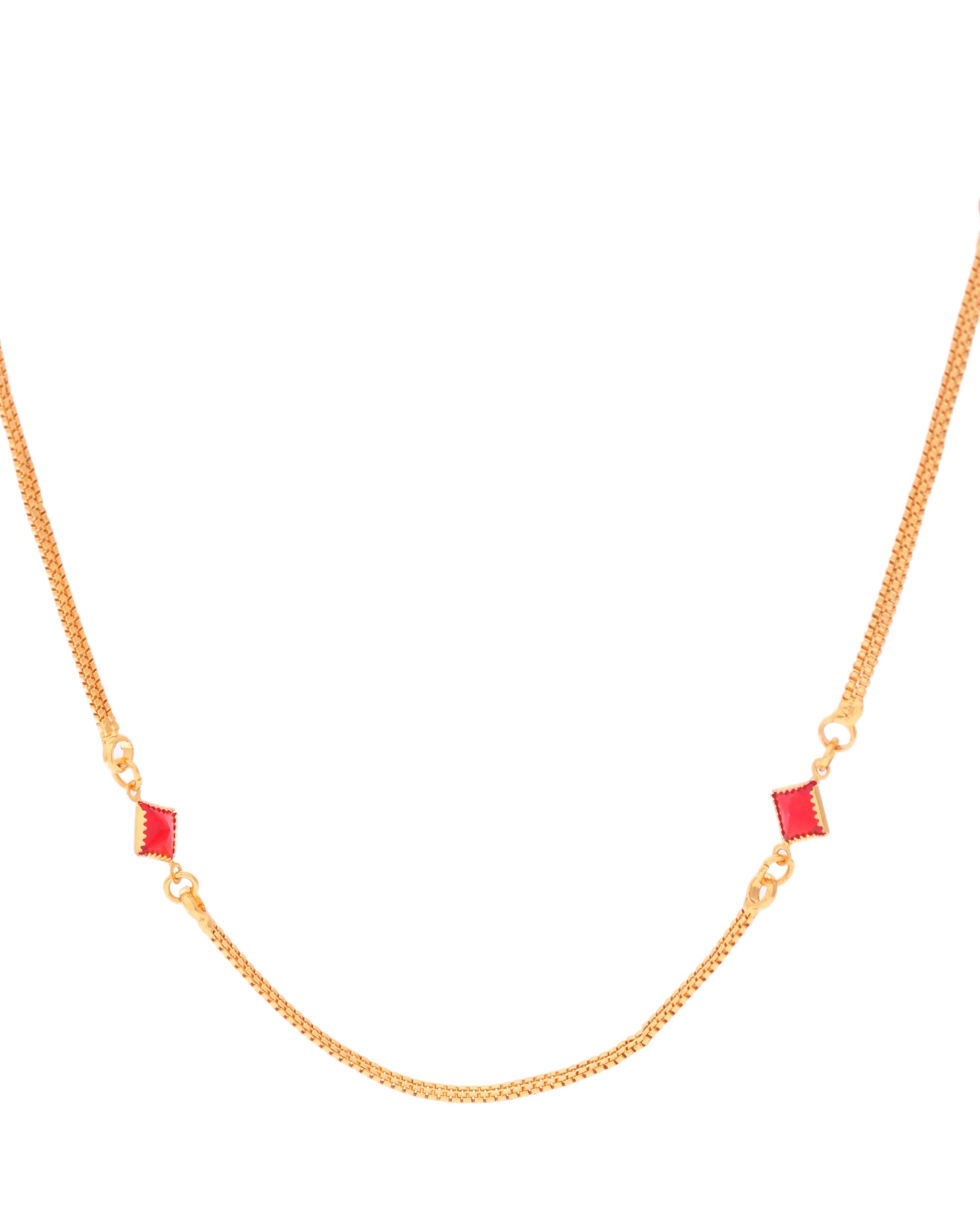 VOJ Gold-Polished Square Shapped Stainless Steel Chain For Women