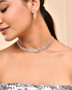 VOJ Rose Gold-Polished Stone Studded Jewellery Set