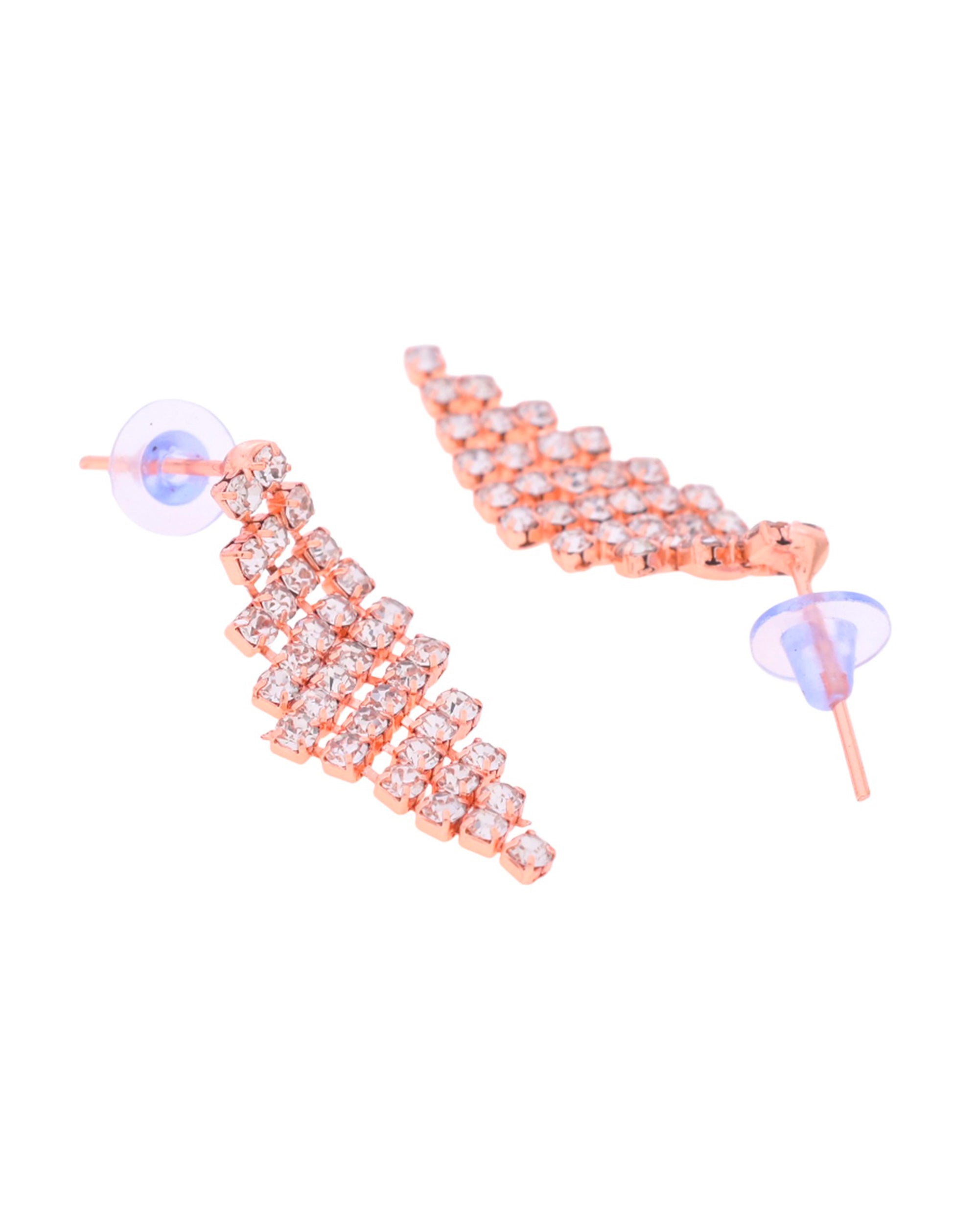VOJ Rose Gold-Polished Stone Studded Jewellery Set