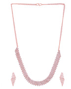 VOJ Rose Gold-Polished Stone Studded Jewellery Set