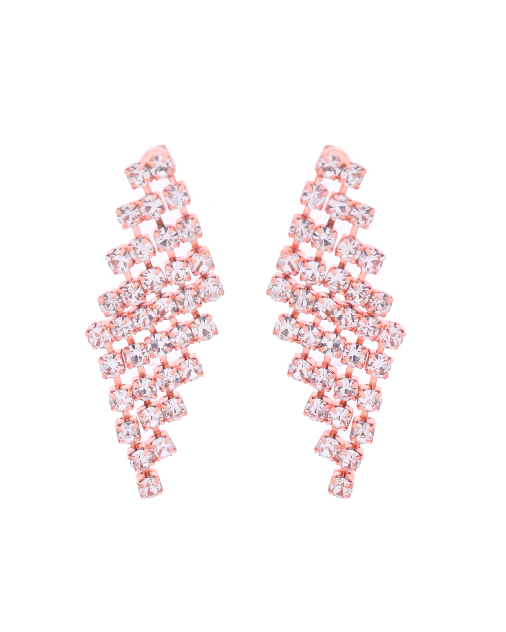 VOJ Rose Gold-Polished Stone Studded Jewellery Set