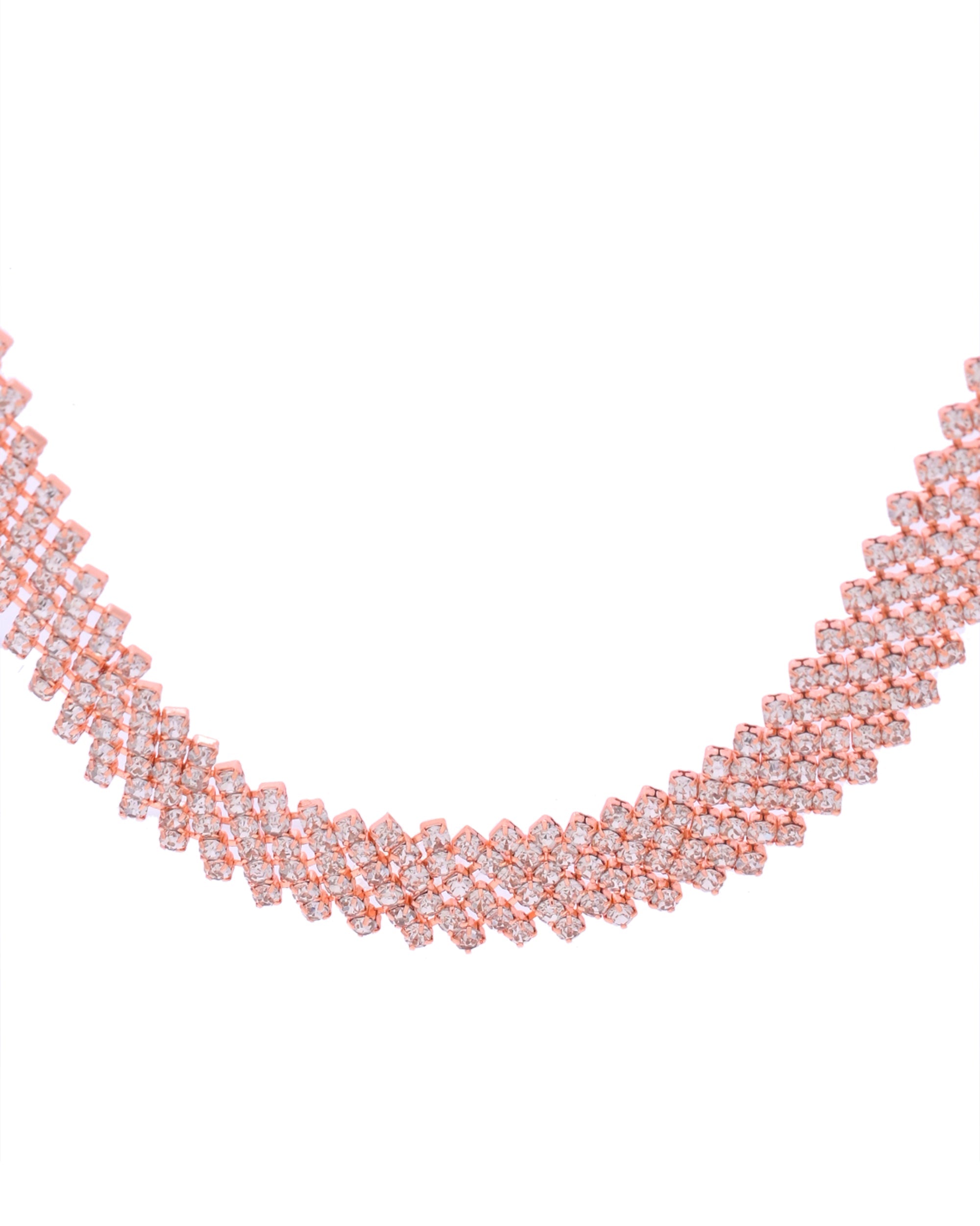 VOJ Rose Gold-Polished Stone Studded Jewellery Set