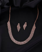 VOJ Rose Gold-Polished Stone Studded Jewellery Set
