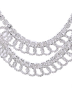 VOJ Silver Plated Stone Studded Circular Mutli Layer Necklace Set