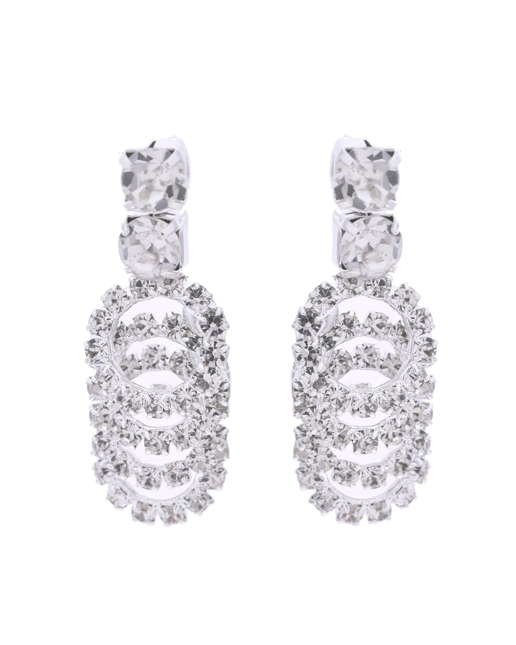 VOJ Silver Plated Stone Studded Circular Mutli Layer Necklace Set