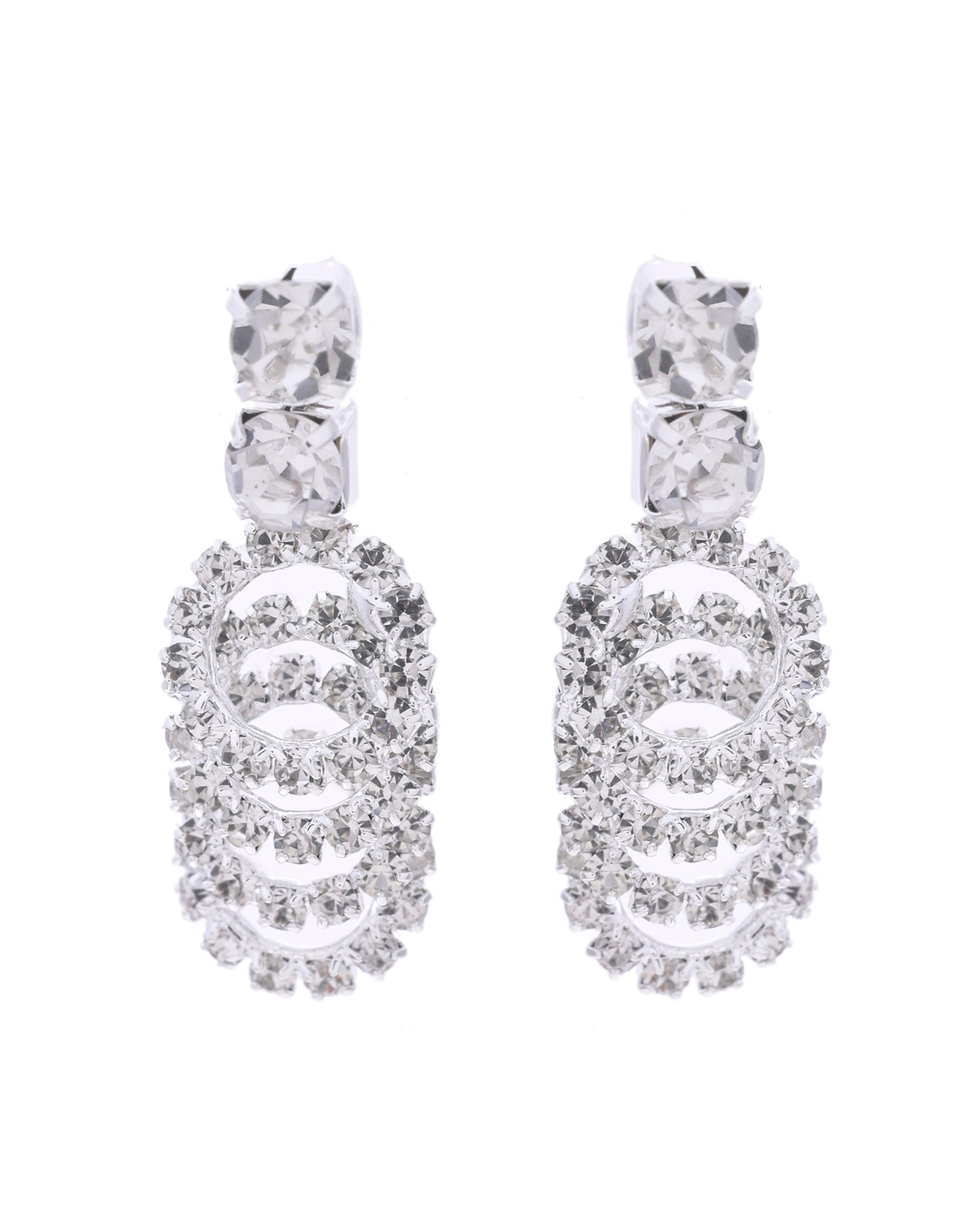 VOJ Silver Plated Stone Studded Circular Mutli Layer Necklace Set