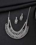 VOJ Silver Plated Stone Studded Circular Mutli Layer Necklace Set