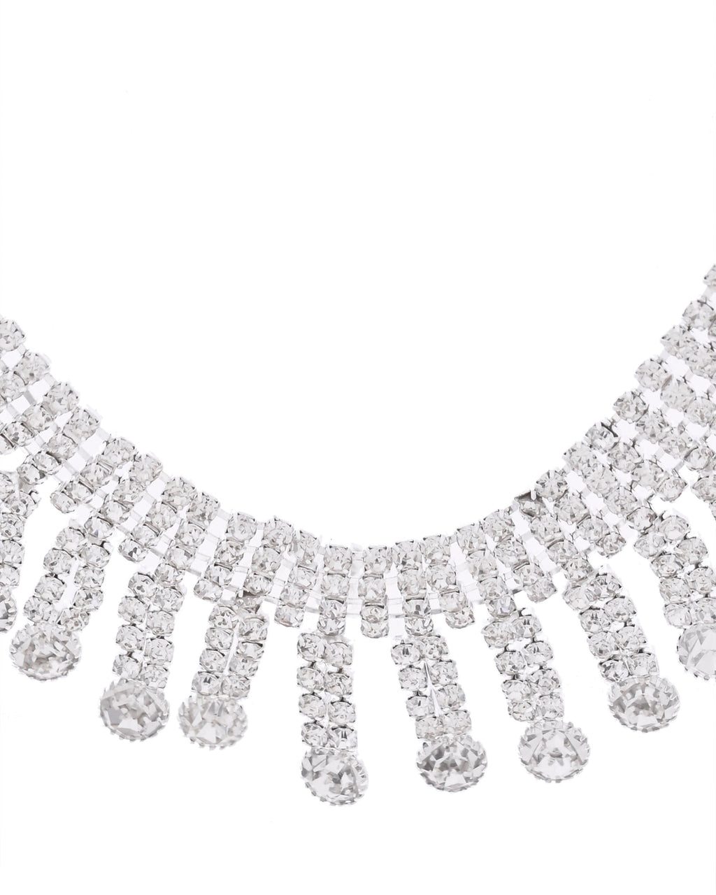 VOJ Silver Plated CZ Stone Studded Necklace Set