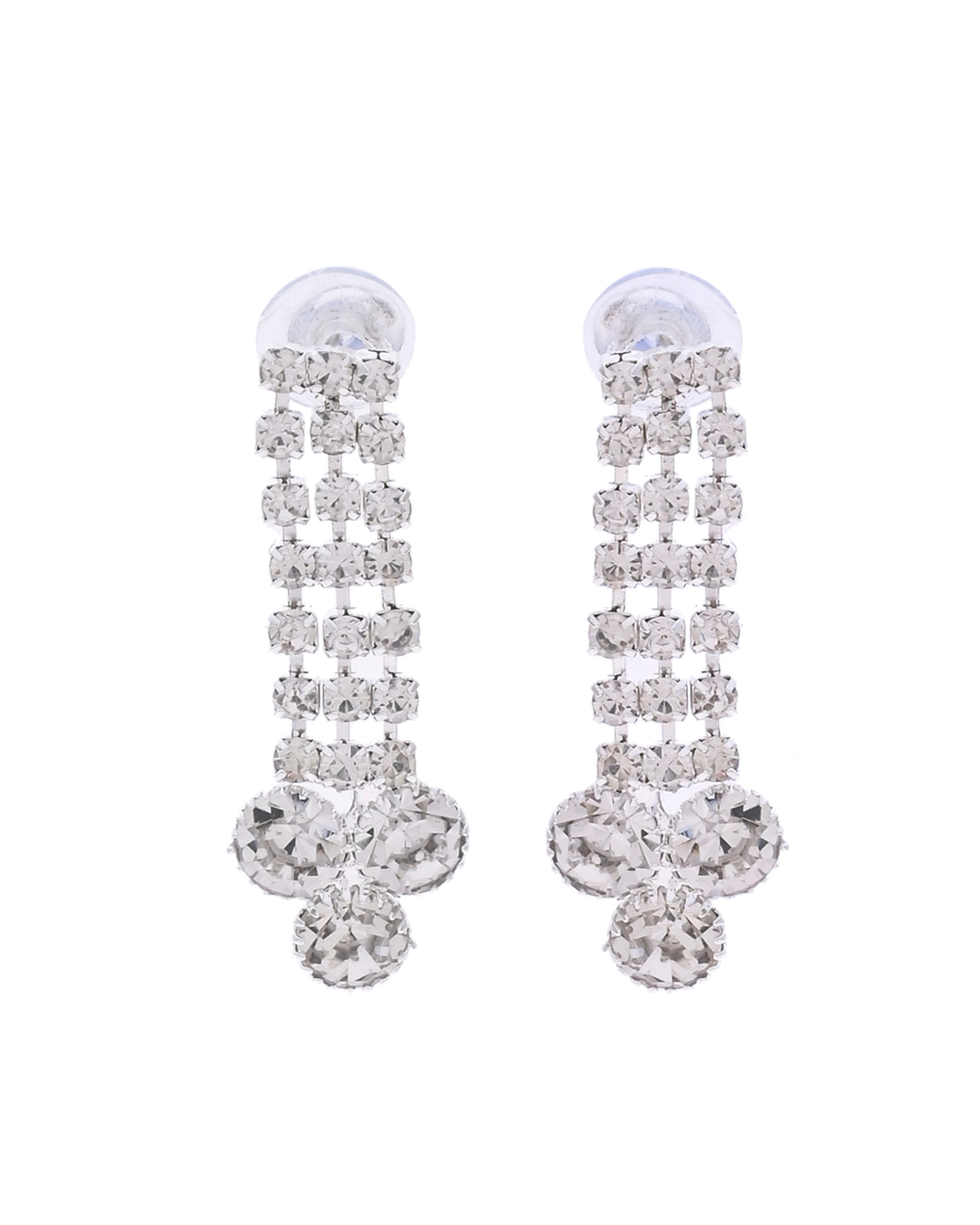 VOJ Silver Plated CZ Stone Studded Necklace Set