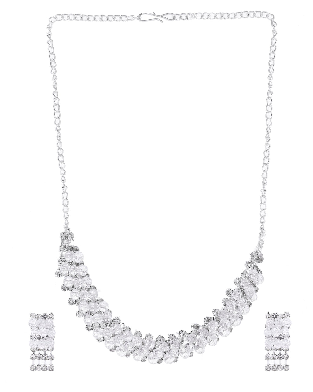 VOJ Silver Plated Stone Studded Necklace Set