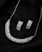 VOJ Silver Plated Stone Studded Necklace Set