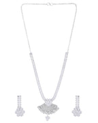 VOJ Silver Plated CZ Stone Studded Designer Jewellery Set