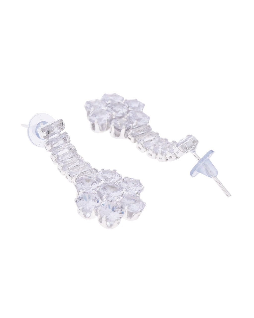 VOJ Silver Plated CZ Stone Studded Designer Jewellery Set