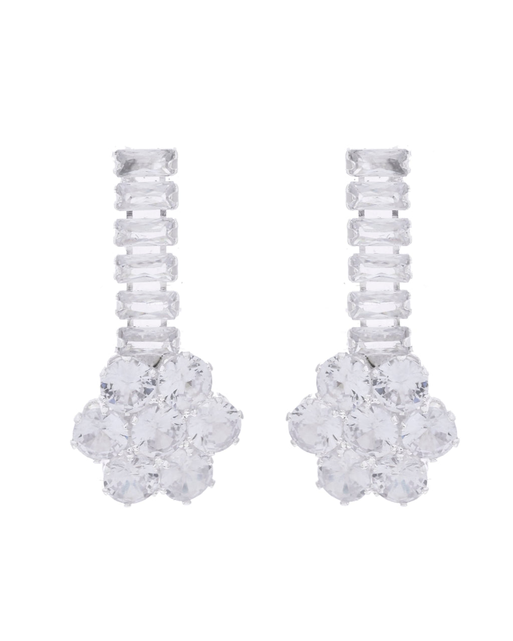 VOJ Silver Plated CZ Stone Studded Designer Jewellery Set