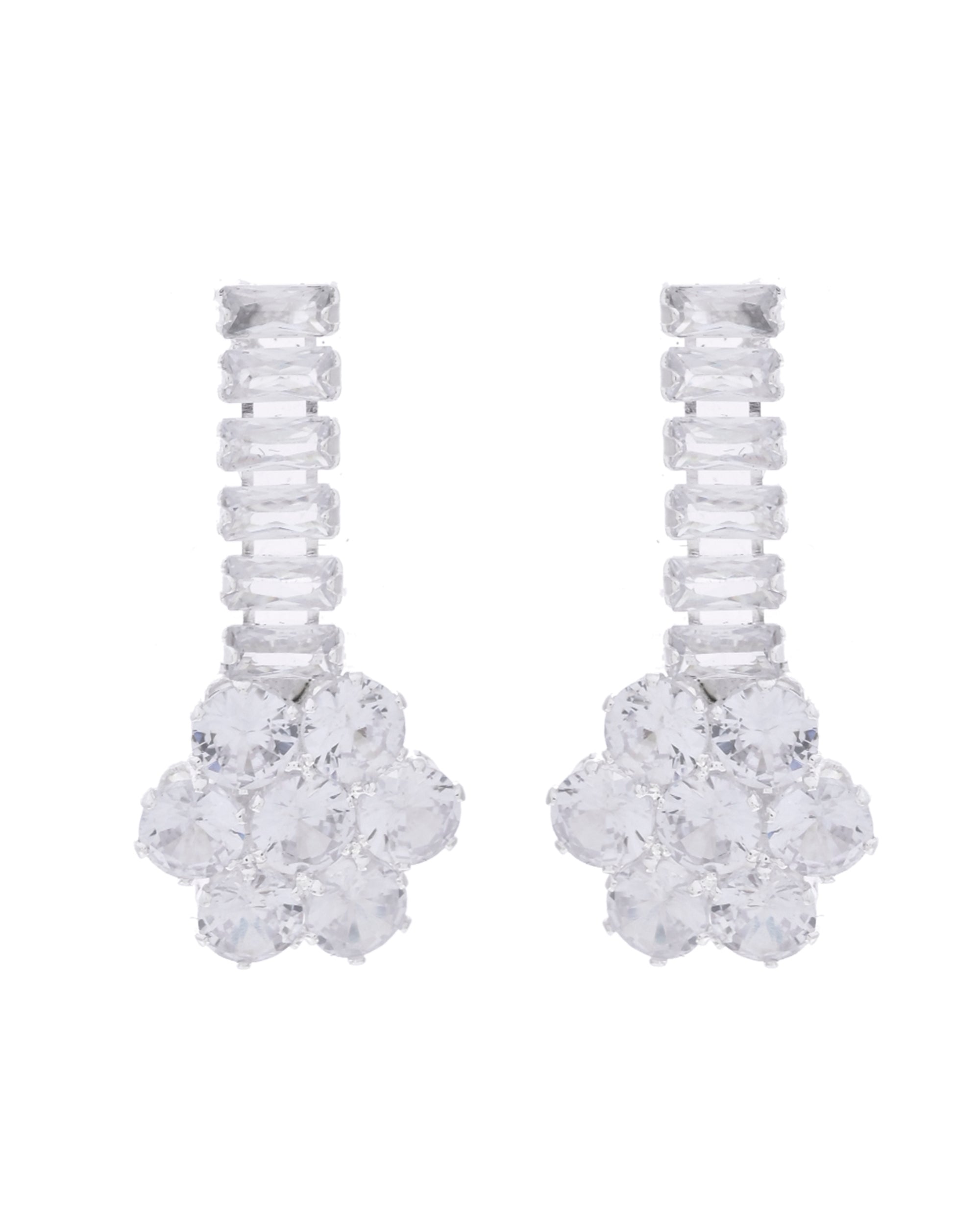 VOJ Silver Plated CZ Stone Studded Designer Jewellery Set