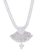 VOJ Silver Plated CZ Stone Studded Designer Jewellery Set