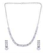 VOJ Silver Plated Pearl And Stone Studded Necklace Set
