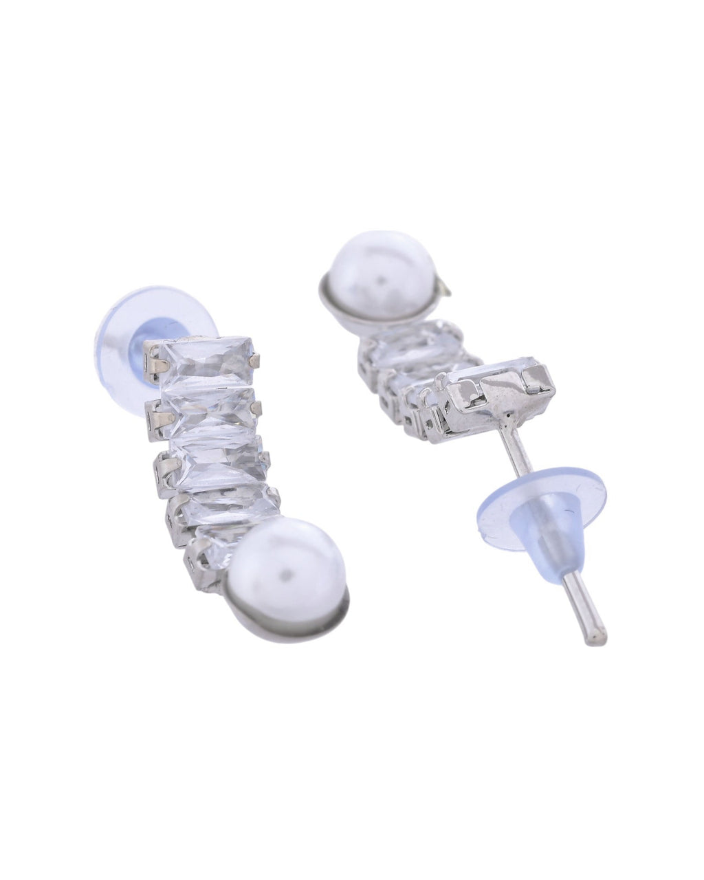 VOJ Silver Plated Pearl And Stone Studded Necklace Set