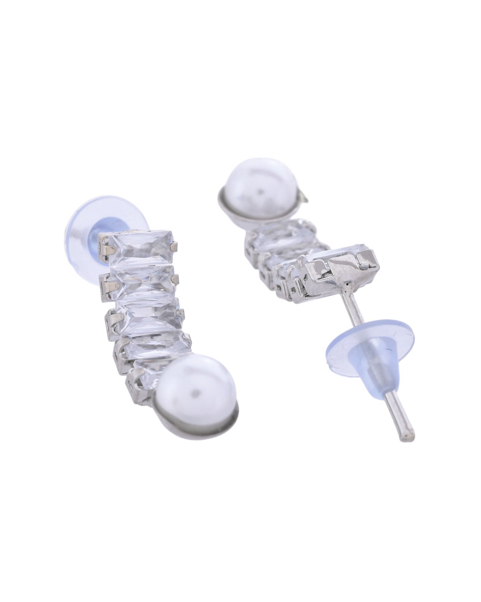 VOJ Silver Plated Pearl And Stone Studded Necklace Set