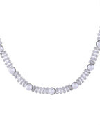 VOJ Silver Plated Pearl And Stone Studded Necklace Set