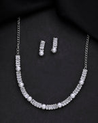 VOJ Silver Plated Pearl And Stone Studded Necklace Set