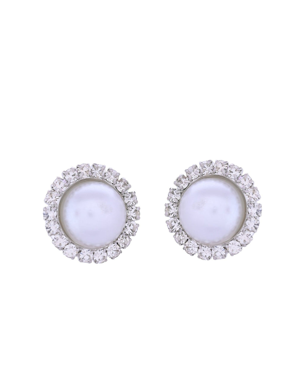 VOJ Silver Plated White Pearl And CZ Stone Choker Set