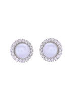 VOJ Silver Plated White Pearl And CZ Stone Choker Set