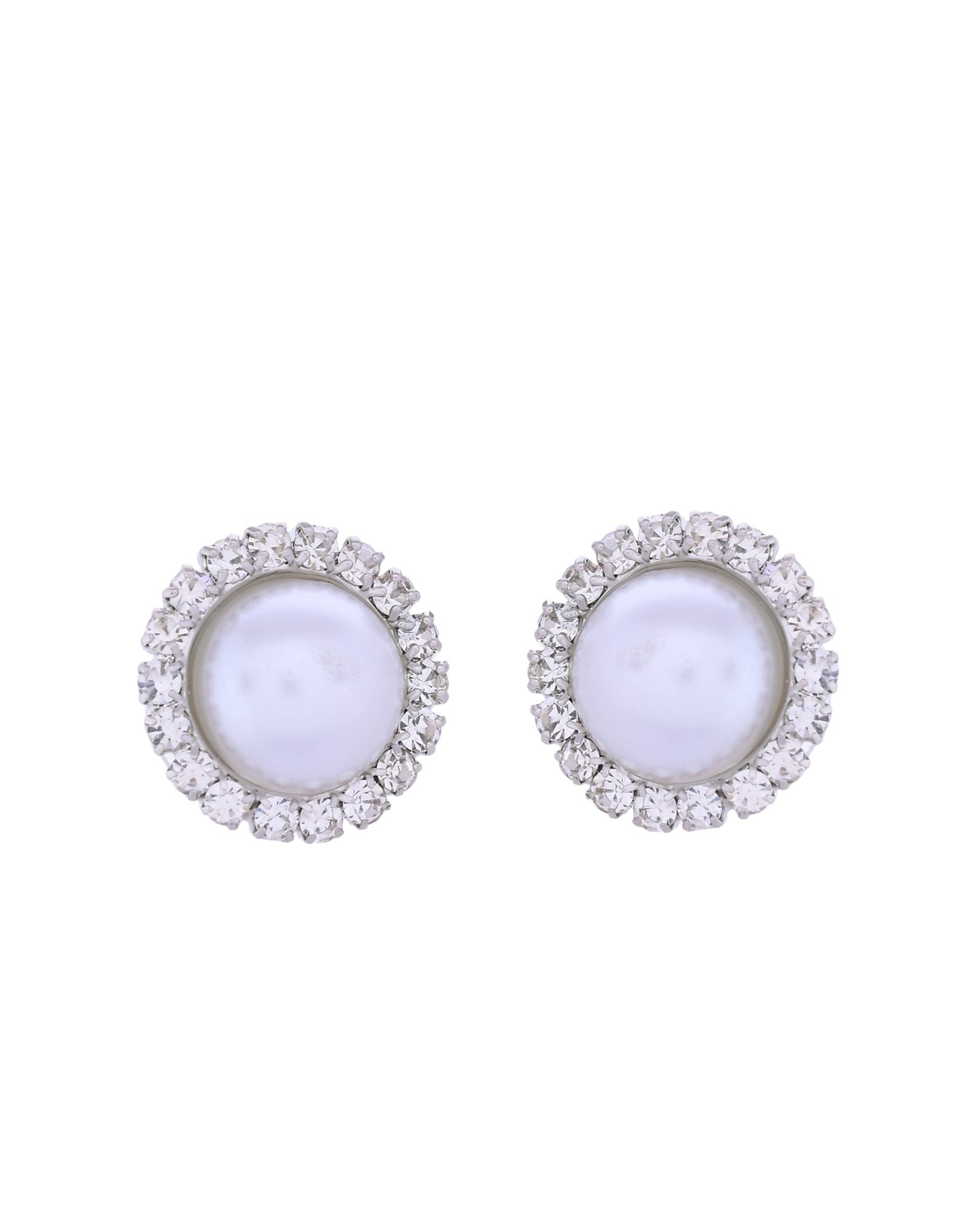 VOJ Silver Plated White Pearl And CZ Stone Choker Set