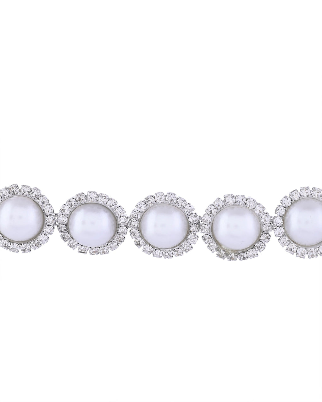 VOJ Silver Plated White Pearl And CZ Stone Choker Set