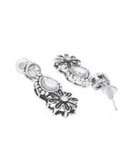 VOJ Oxidized Floral Designed Stone Studded Necklace Set