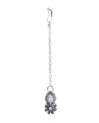 VOJ Oxidized Floral Designed Stone Studded Necklace Set