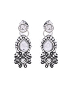 VOJ Oxidized Floral Designed Stone Studded Necklace Set