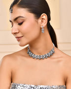 VOJ Oxidized Designer Stone Studded Jewellery Set
