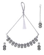 VOJ Oxidized Designer Stone Studded Jewellery Set