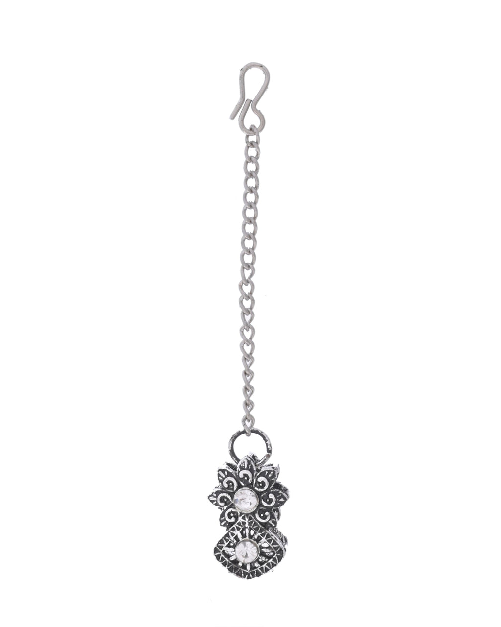 VOJ Oxidized Designer Stone Studded Jewellery Set