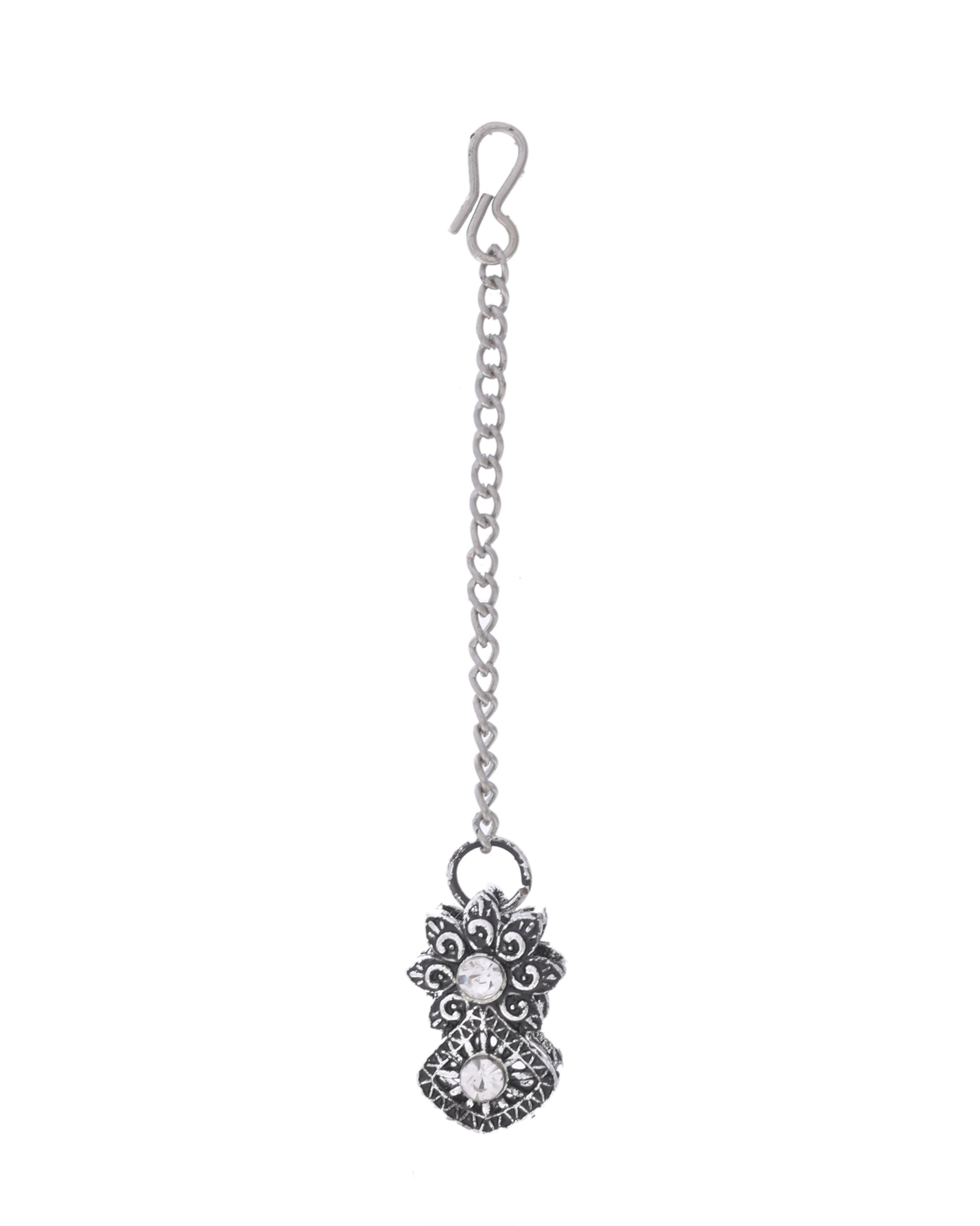 VOJ Oxidized Designer Stone Studded Jewellery Set