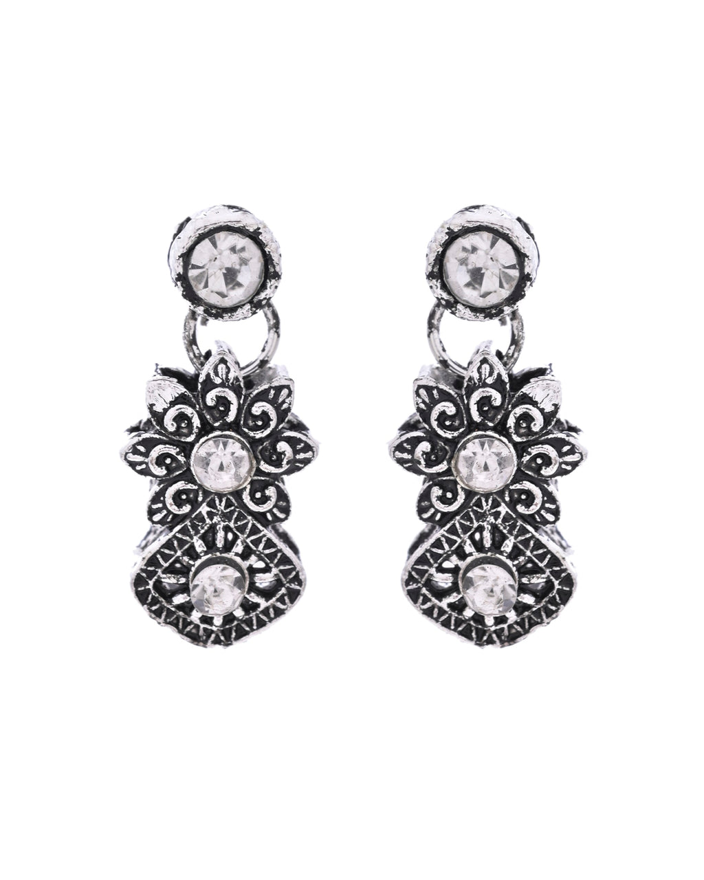 VOJ Oxidized Designer Stone Studded Jewellery Set
