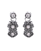 VOJ Oxidized Designer Stone Studded Jewellery Set