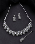 VOJ Oxidized Designer Stone Studded Jewellery Set