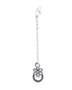 VOJ Oxidized Floral Stone Studded Necklace With Earrings Set