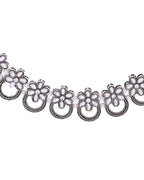 VOJ Oxidized Floral Stone Studded Necklace With Earrings Set