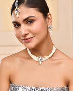 VOJ White Kundan Studded Choker Set