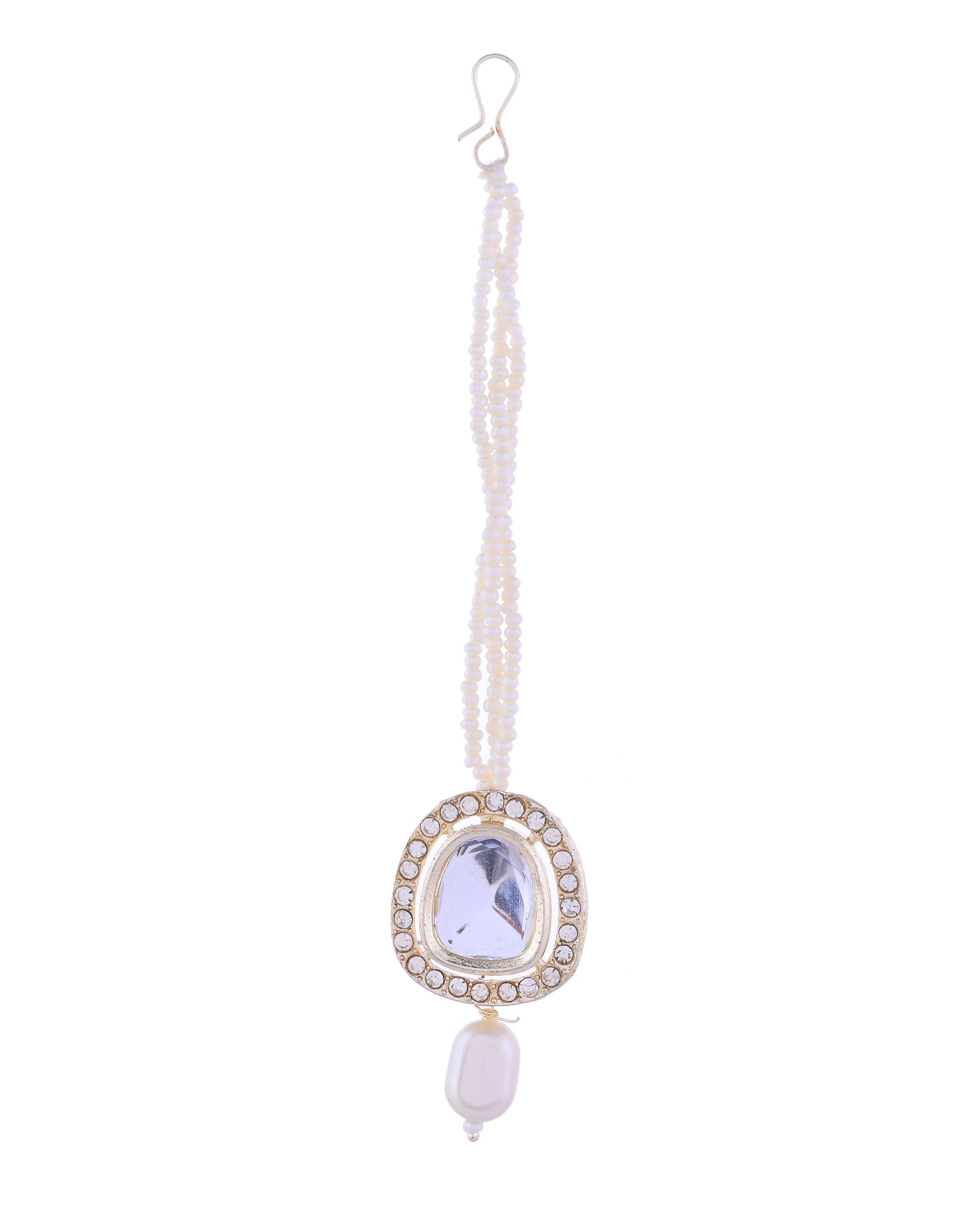 VOJ White Kundan Studded Choker Set