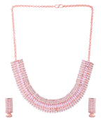 VOJ Rose Gold-Polished Artificial Stones Studded Choker Jewellery Set