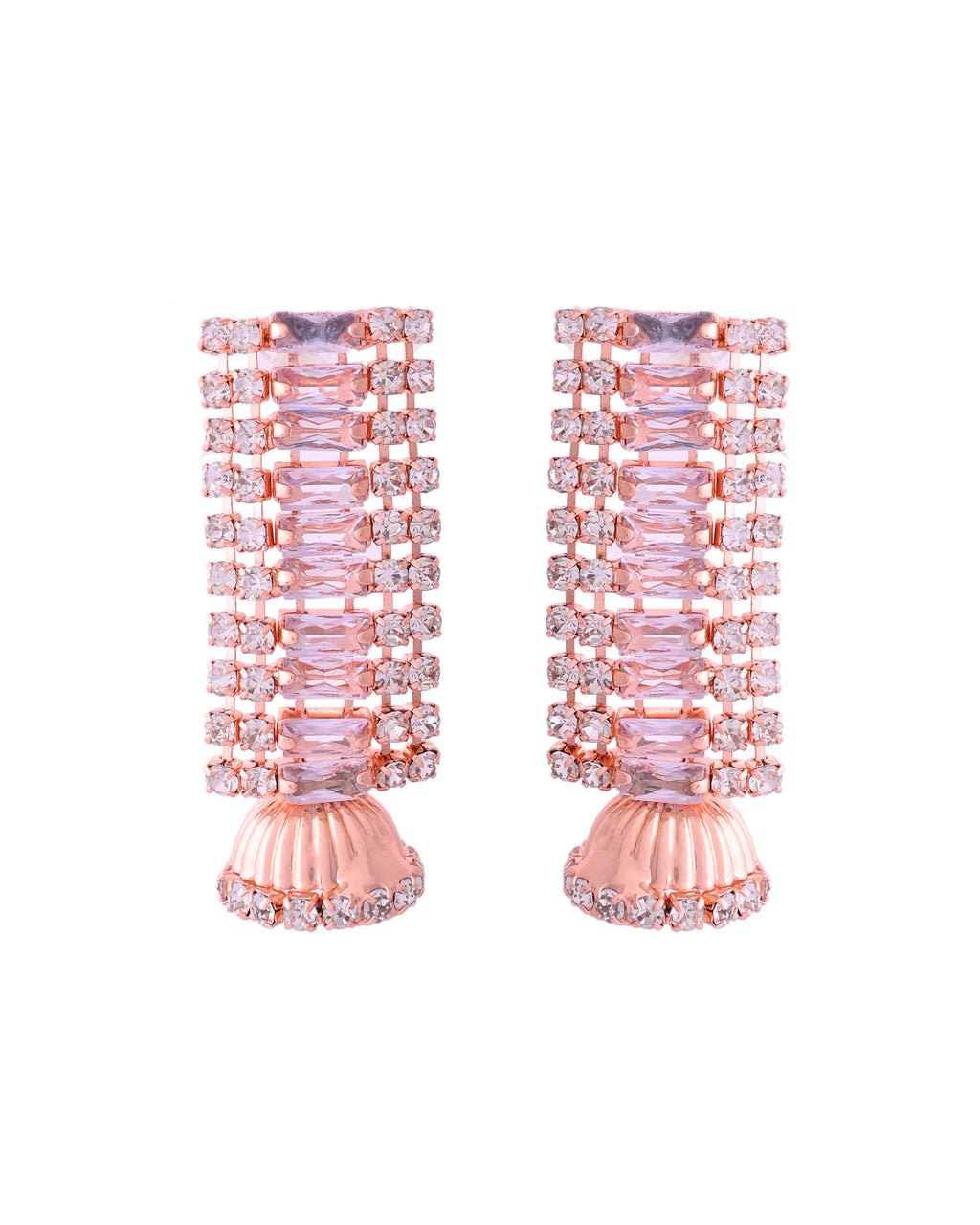 VOJ Rose Gold-Polished Artificial Stones Studded Choker Jewellery Set