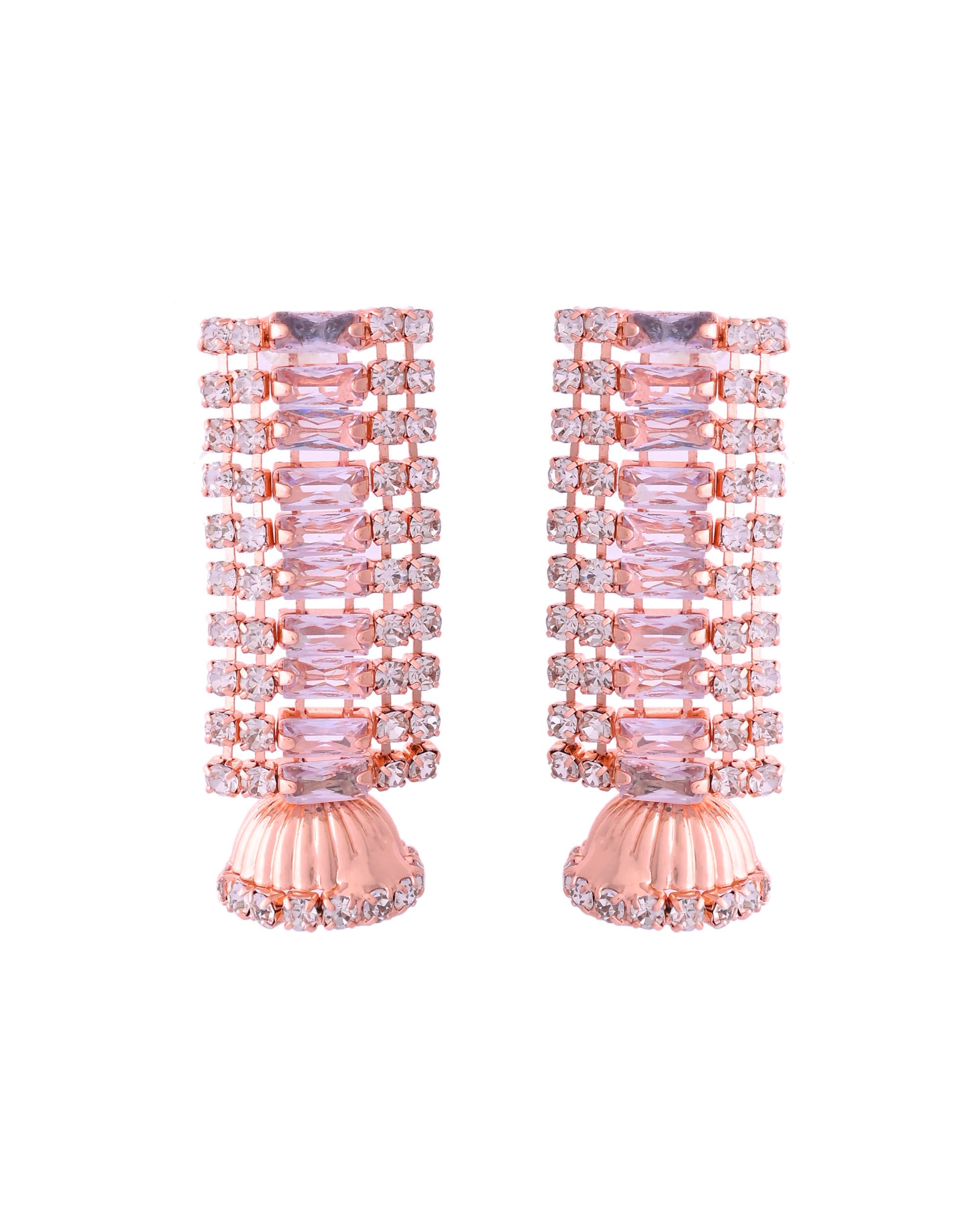 VOJ Rose Gold-Polished Artificial Stones Studded Choker Jewellery Set