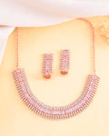 VOJ Rose Gold-Polished Artificial Stones Studded Choker Jewellery Set