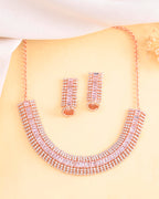 VOJ Rose Gold-Polished Artificial Stones Studded Choker Jewellery Set